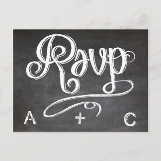 Mason Jar Chalkboard Wedding RSVP Response Invitation Postcard