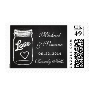 Mason Jar Chalkboard Wedding Save The Date Postage Stamps