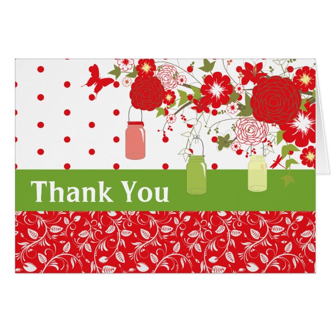 Mason Jar Christmas Thank You Card (Front Horizontal)