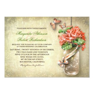 Coral Themed Wedding Invitation