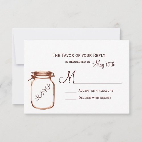Mason Jar Country Rustic Wedding RSVP Cards