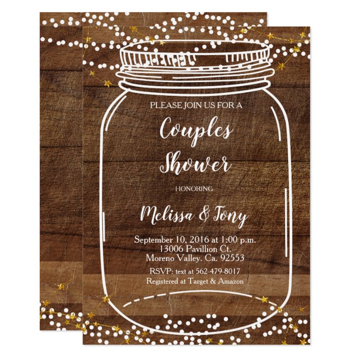 Mason Jar Couple Shower Invitation card | Zazzle.com