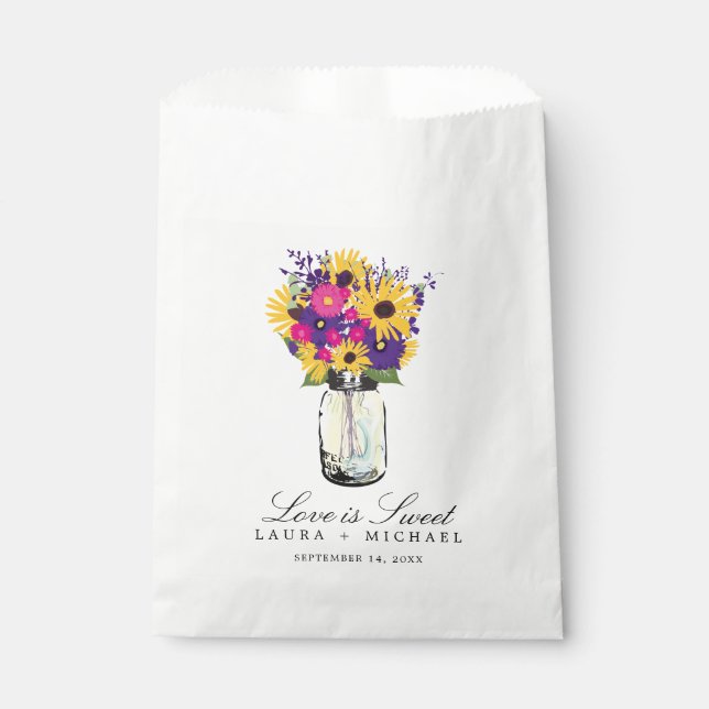 Mason Jar Daisies and Sunflowers | Favors Favor Bag (Front)