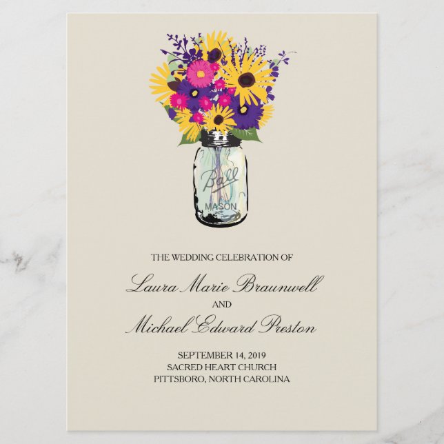 Mason Jar Daisies and Sunflowers | Program (Front)