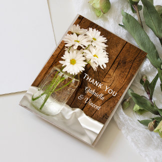 Mason Jar Daisies Country Barn Wedding Thank You Card