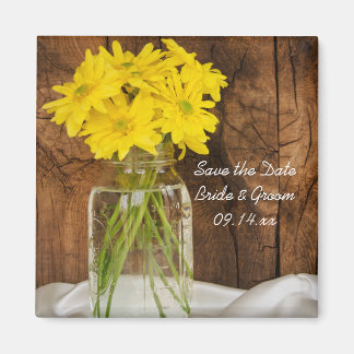 Mason Jar Daisies Country Wedding Save the Date Magnet