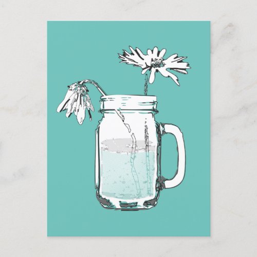 mason jar daisies postcard