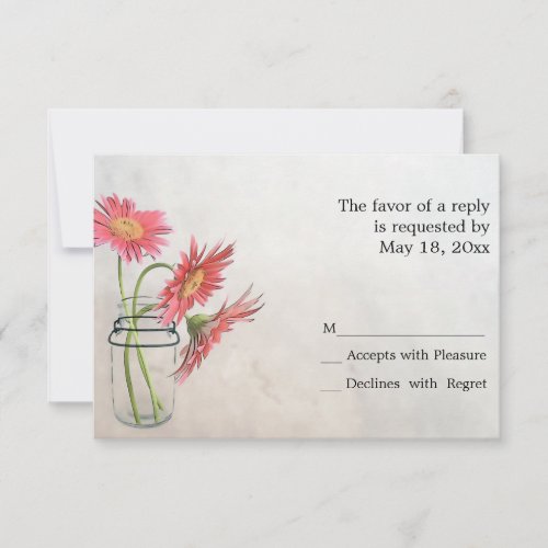 Mason Jar Daisies RSVP Cards