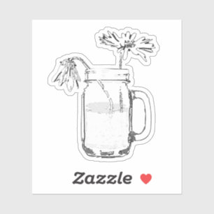 mason jar daisies sticker