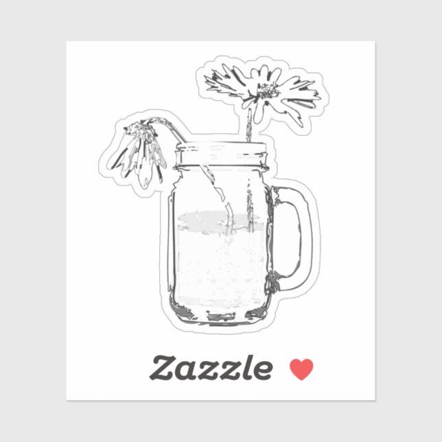 mason jar daisies sticker (Sheet)