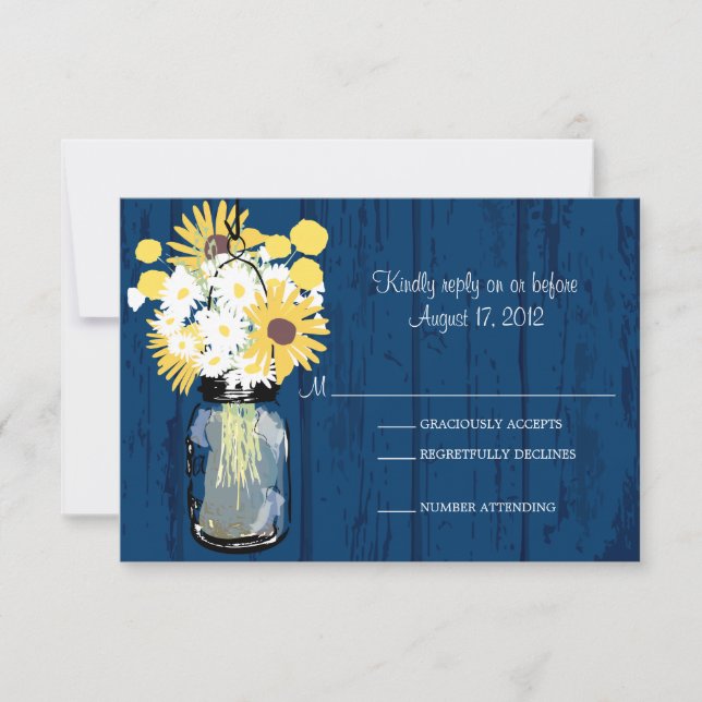 Mason Jar Daisies Sunflowers & Billy Balls  RSVP (Front)