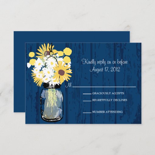 Mason Jar Daisies Sunflowers And Billy Balls Rsvp Zazzle