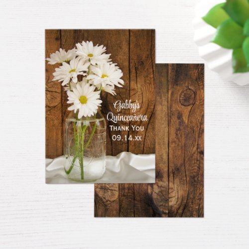 Mason Jar Daisies Thank You Quinceañera Favor Tags Business Cards