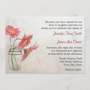 Mason Jar Daisies Wedding Invitations by AJsGraphics at Zazzle