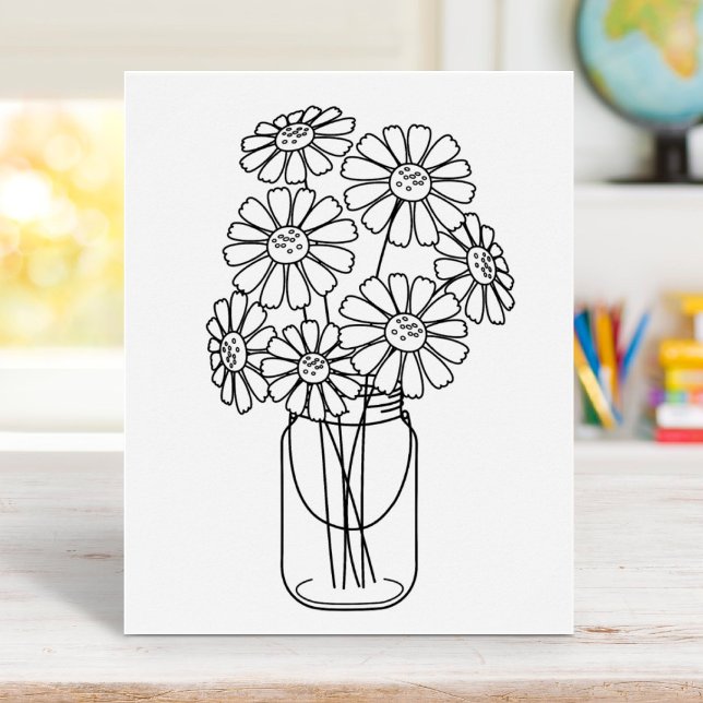 Mason Jar Daisy Flowers Coloring Page Poster (Creator Uploaded)