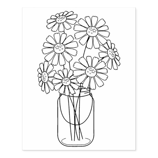 Mason Jar Daisy Flowers Coloring Page Rubber Stamp Mason Jar Daisy Flowers Coloring Page Rubber Stamp