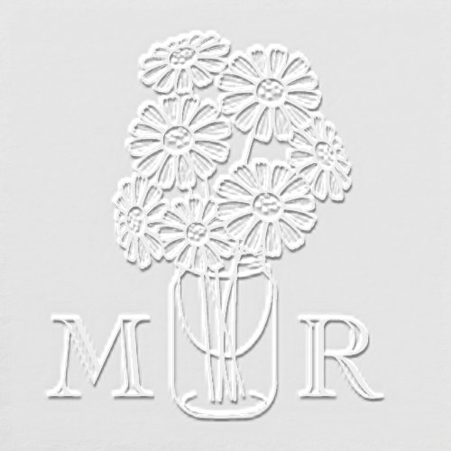 Mason Jar Daisy Flowers Wedding Monogram Initials