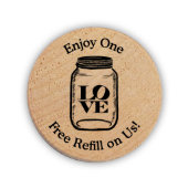 Mason Jar Drink Token Wooden Nickels (Front)