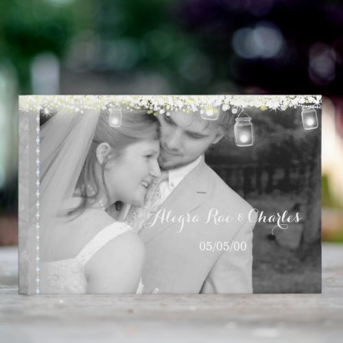 Mason Jar Elegant Under the Stars Wedding Photo Guest Book