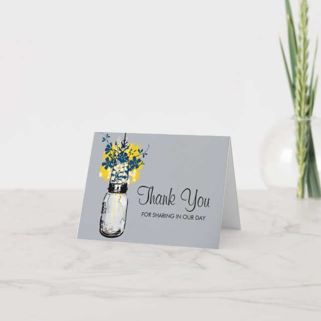 Mason Jar filled with Wilflowers Thank You Card (Front)