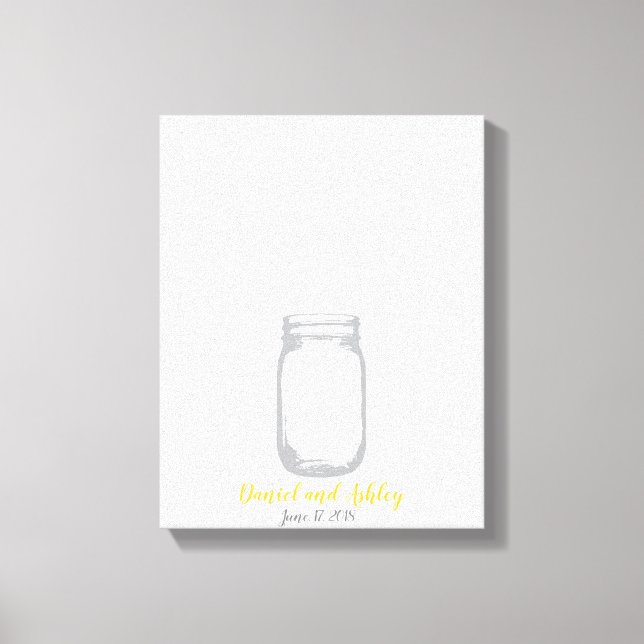 Mason Jar Fire Flies Wedding Fingerprint Guestbook (Front)