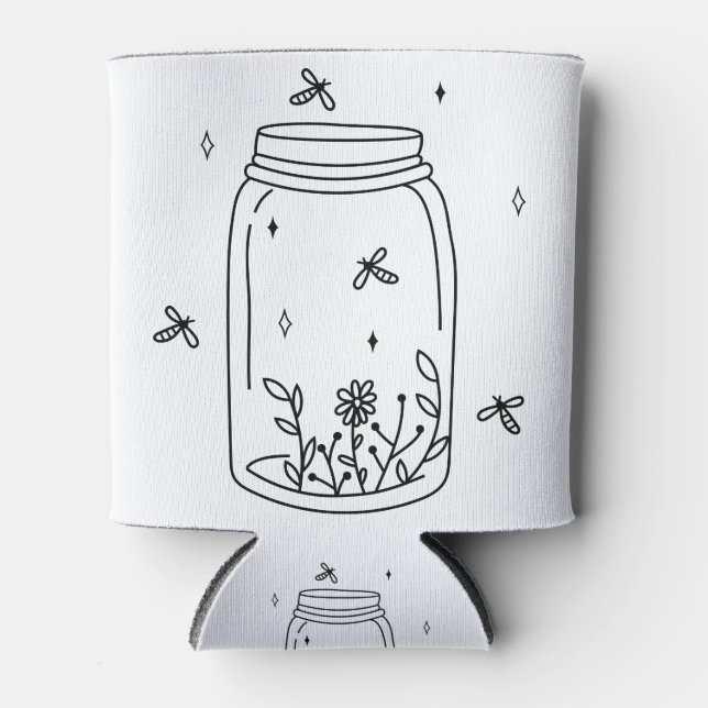 Mason Jar Fireflies Can Cozy Cooler (Front)