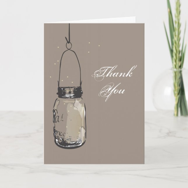Mason Jar & Fireflies Note Card (Front)