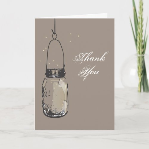 Mason Jar  Fireflies Note Card