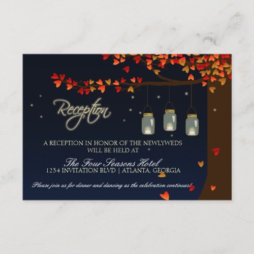 Mason Jar Fireflies Oak Tree Reception Enclosure Card