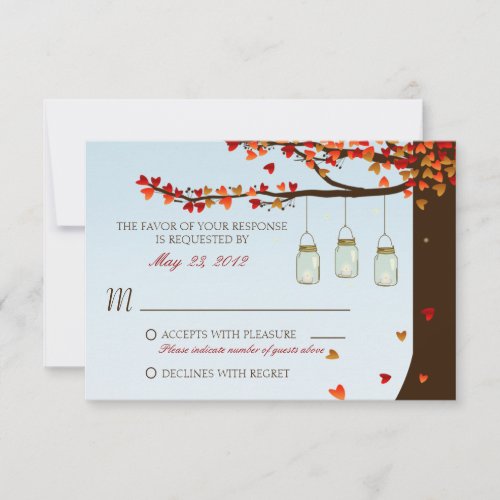 Mason Jar Fireflies Oak Tree RSVP Personalized Announcement