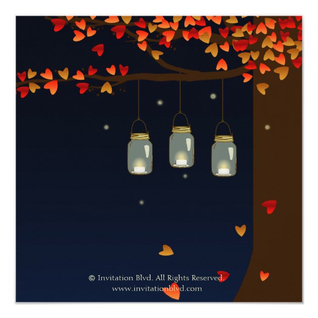 Mason Jar Fireflies Oak Tree Wedding Invite