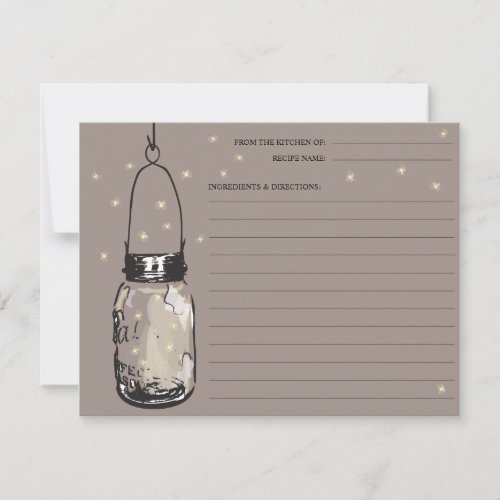 Mason Jar  Fireflies Recipe Card