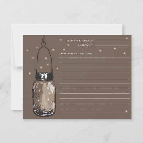 Mason Jar  Fireflies Recipe Card