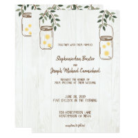 Mason Jar & Fireflies Rustic Wedding Invitations