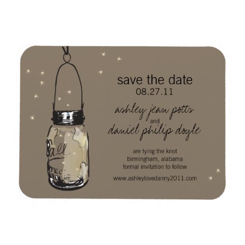 Mason Jar  Fireflies Save the Date Magnet