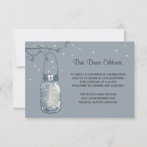 Mason Jar Fireflies Wedding Reception Invitation