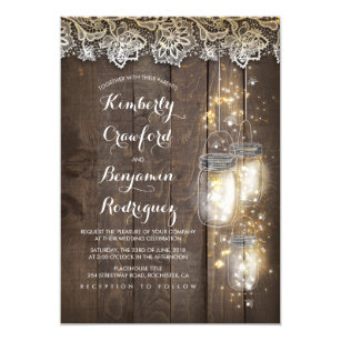 Mason Jar Wedding Invitations Zazzle Mason Jar Firefly Lights And Lace Rustic Wedding Invitation