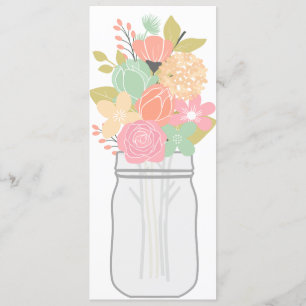 Mason Jar Floral Bouquet 1 Blank Invitation Card