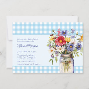 Mason Jar Floral Rustic Baby Shower Invitation