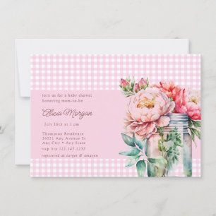 Mason Jar Floral Rustic Baby Shower Invitation