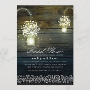 Mason Jar floral rustic bridal shower invitation