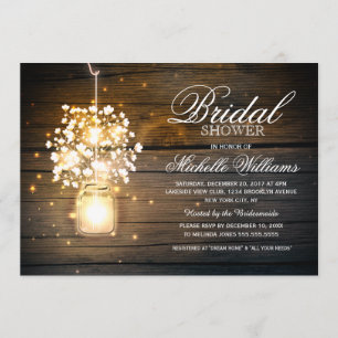Mason Jar floral rustic bridal shower invitation