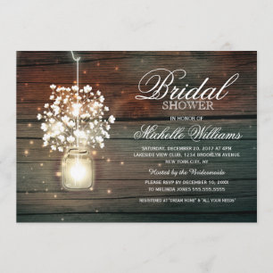 Mason Jar floral rustic bridal shower invitation