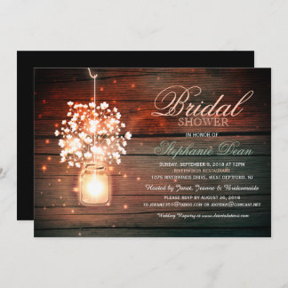 Mason Jar floral rustic bridal shower invitation