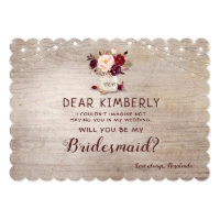 Mason Jar Floral Rustic Will You Be My Bridesmaid Invitation