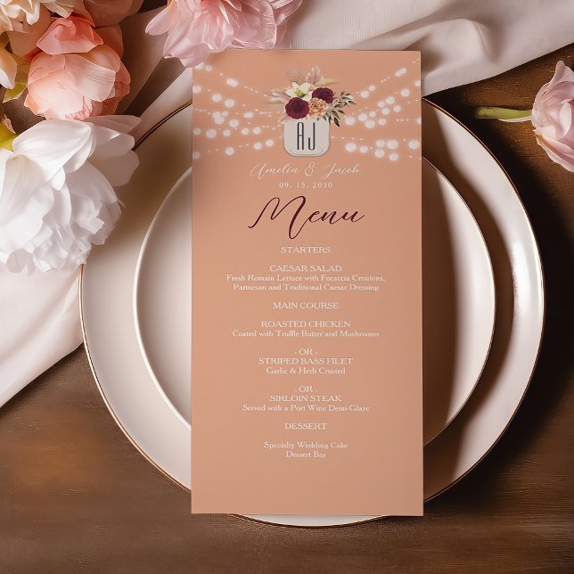 Mason Jar Floral Wedding Menu (Creator Uploaded)