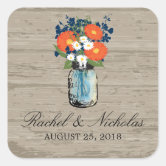 Rustic Mason Jar Envelope Seals, Wedding Favor Classic Round Sticker