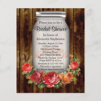 Mason Jar Flower Wreath Bridal Shower by CustomInvites at Zazzle