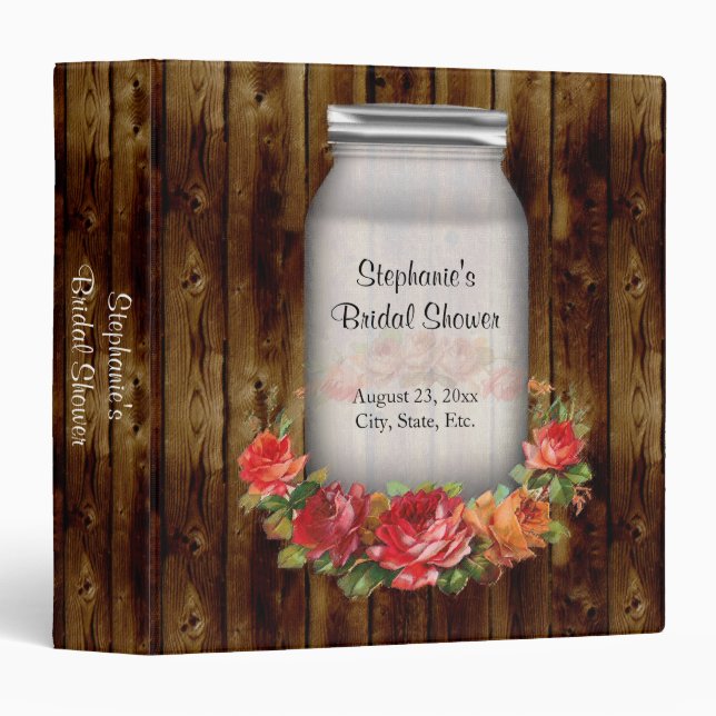 Mason Jar Flower Wreath Bridal Shower Binder (Front/Spine)