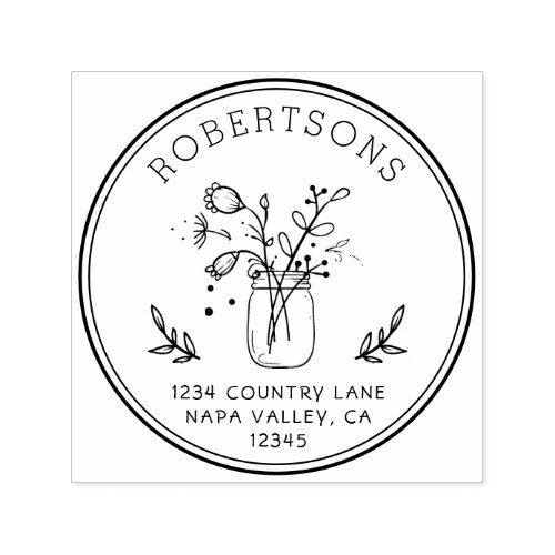 Mason Jar Flowers | Create Your Own Return Address Self-inking Stamp Mason Jar Flowers Create Your Own Return Address Self_inking Stamp